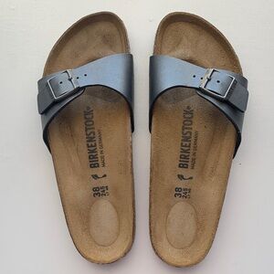Birkenstock Madrid Metallic Black Sandals Size 38/US 7